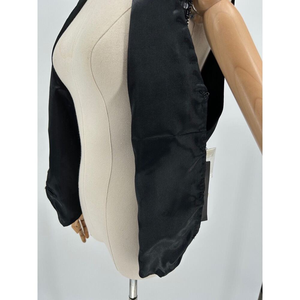 Nwt AJNY Black Elegant Formal Sequin Satin Vest Size M - Picture 4 of 8